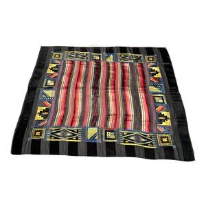 Vintage Geometric Print Sheer Scarf Made in Korea 40"
